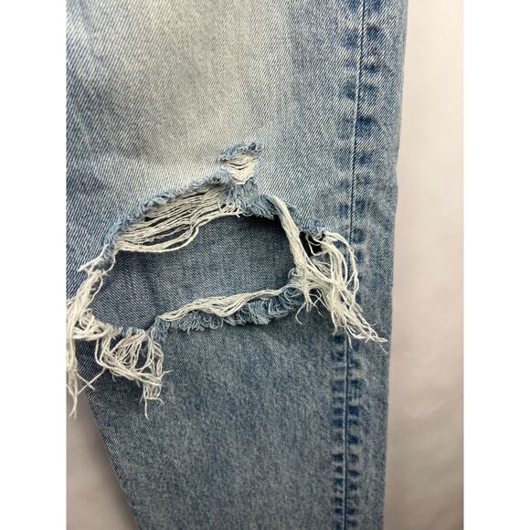 American Eagle 90s Straight Jeans Light Wash Distressed Cotton Denim Ripped - Picture 7 of 15